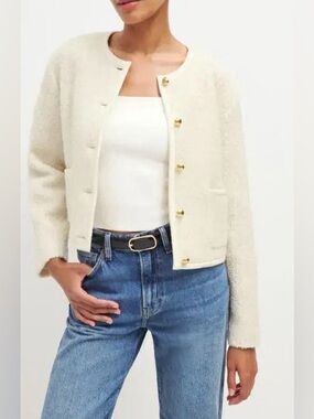 Reformation Dale Cropped Jacket in Color Cream